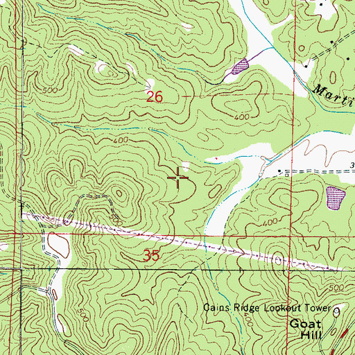 Topographic Map of Pilgrims Rest Post Office (historical), AL