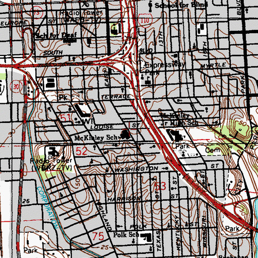 Topographic Map of Louise Street Branch Post Office (historical), LA