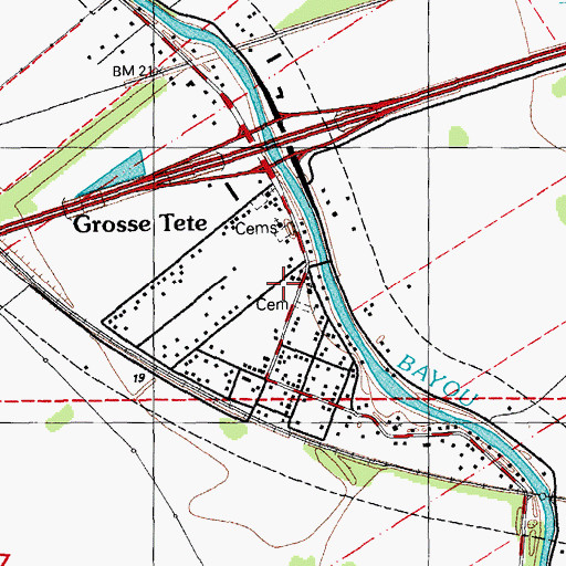 Topographic Map of Grosse Tete Post Office, LA
