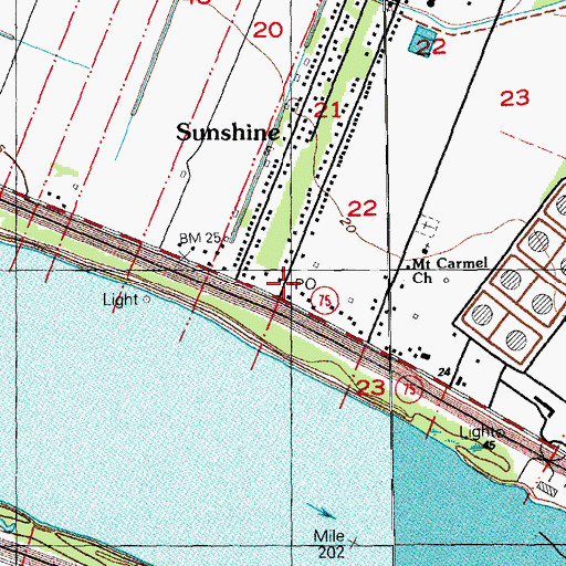 Topographic Map of Sunshine Post Office (historical), LA