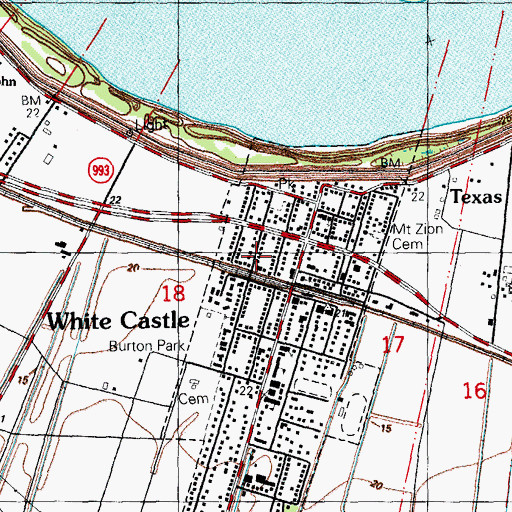 Topographic Map of White Castle Post Office, LA