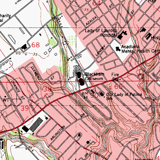 Topographic Map of Blackham Coliseum, LA