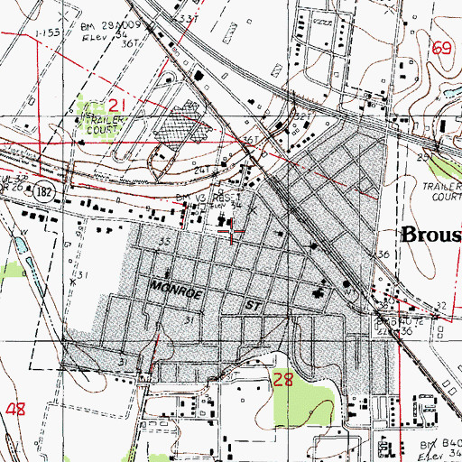 Topographic Map of Broussard Post Office (historical), LA