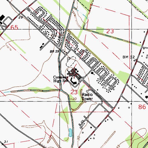 Topographic Map of Comeaux High School, LA