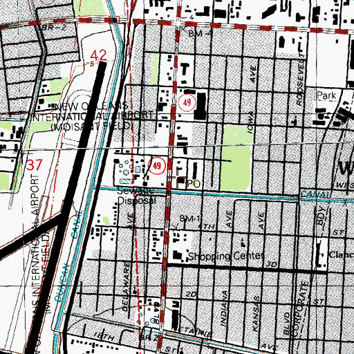 Topographic Map of Kenner Post Office, LA