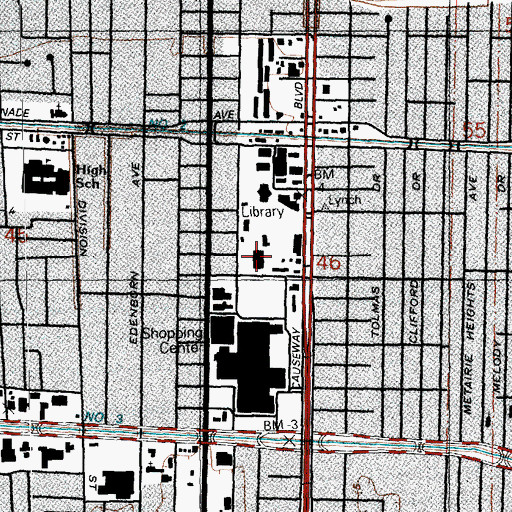 Topographic Map of Metairie Post Office, LA