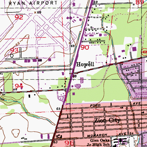 Topographic Map of Zion City Post Office (historical), LA