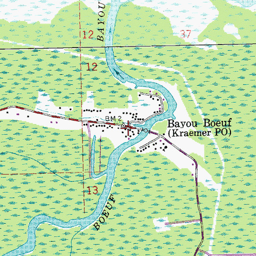 Topographic Map of Kraemer Post Office, LA