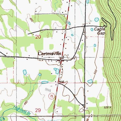 Topographic Map of Cartersville, AL