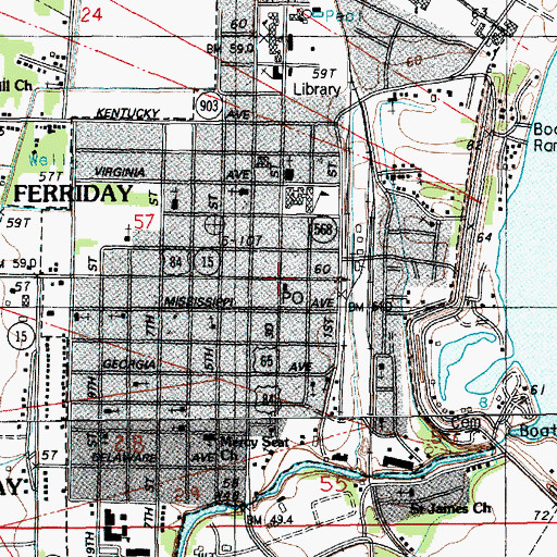 Topographic Map of Ferriday Post Office, LA
