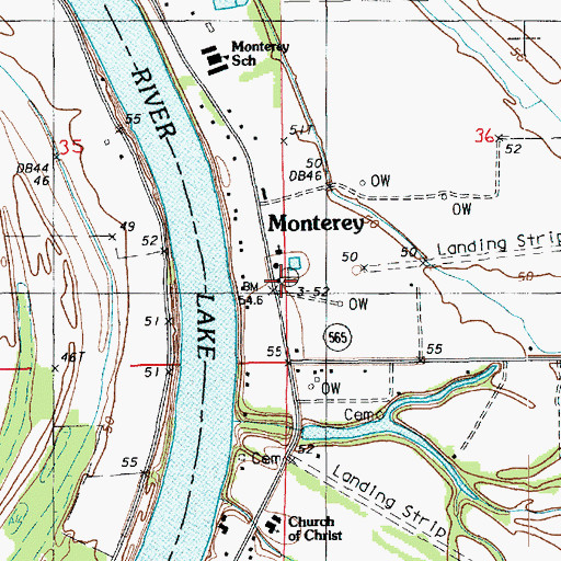 Topographic Map of Monterey Post Office, LA