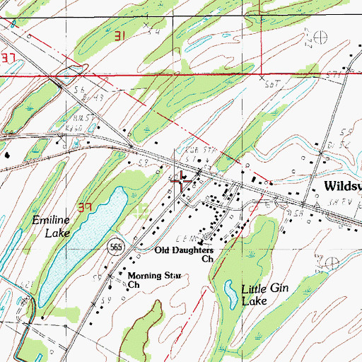 Topographic Map of Wildsville Post Office, LA