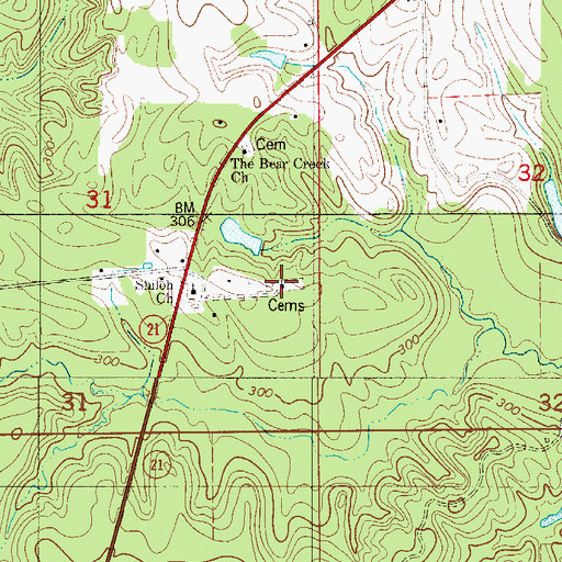 Topographic Map of Bear Creek Church, AL