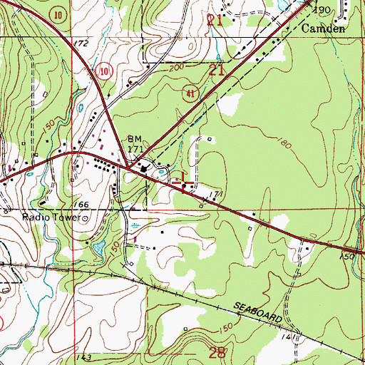 Topographic Map of Camden Church, AL