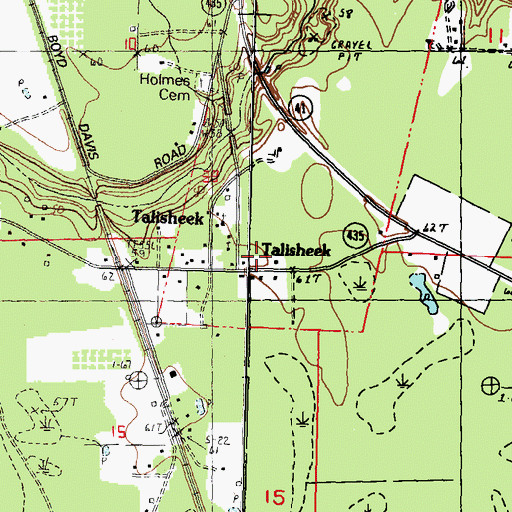 Topographic Map of Talisheek Post Office, LA