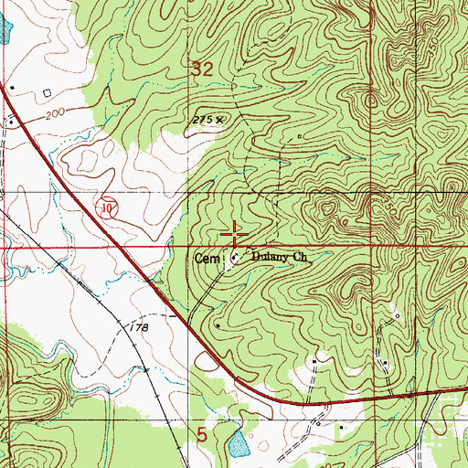 Topographic Map of Dulany Church, AL