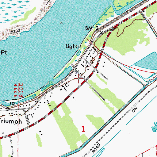 Topographic Map of Buras Post Office, LA