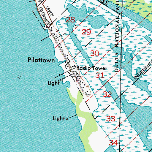 Topographic Map of Pilottown Post Office, LA
