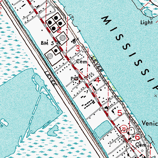 Topographic Map of Venice Post Office, LA