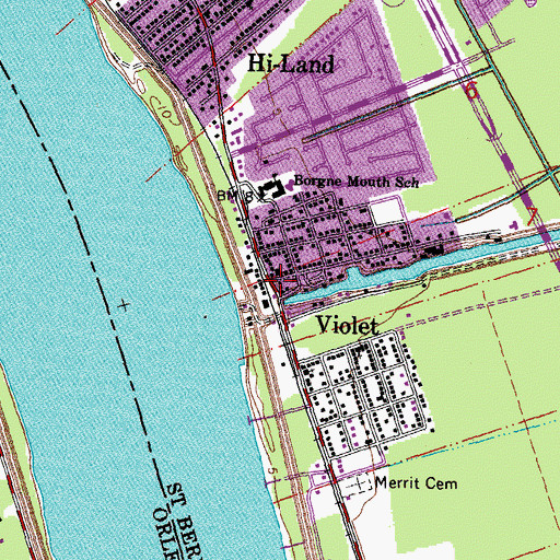 Topographic Map of Violet Post Office, LA