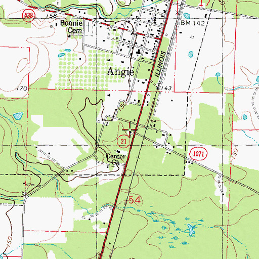 Topographic Map of Angie Post Office, LA
