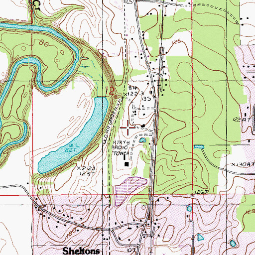 Topographic Map of KTRY-FM (Bastrop), LA