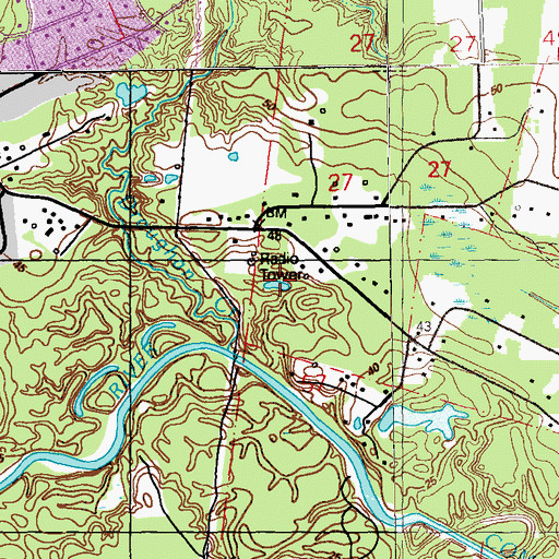 Topographic Map of WRKF-FM (Baton Rouge), LA