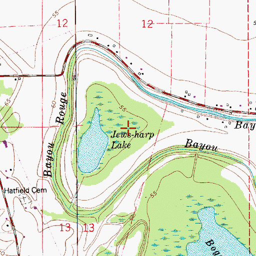 Topographic Map of KRBG-FM (Bunkie), LA