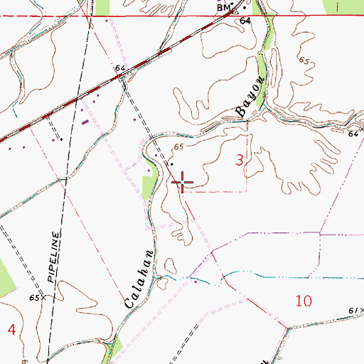 Topographic Map of KRBG-FM (Bunkie), LA