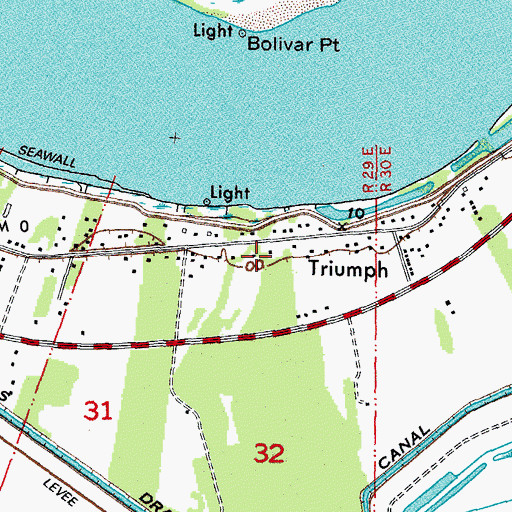 Topographic Map of KESN-FM (Buras Triumph), LA