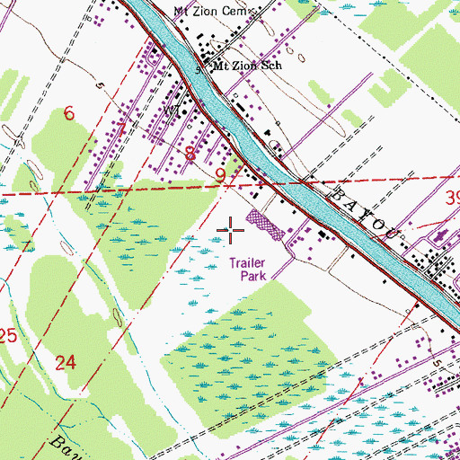 Topographic Map of KBAU-FM (Galliano), LA