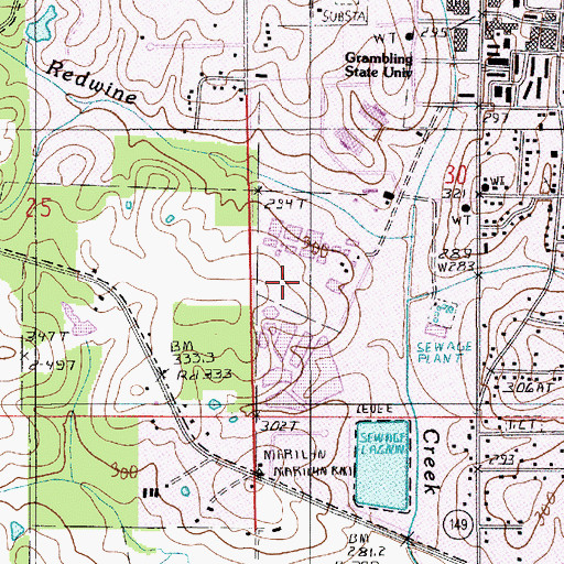 Topographic Map of KGRM-FM (Grambling), LA
