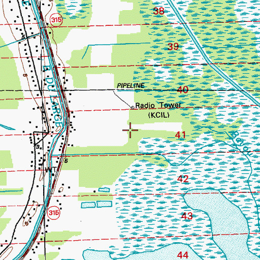 Topographic Map of KCIL-FM (Houma), LA