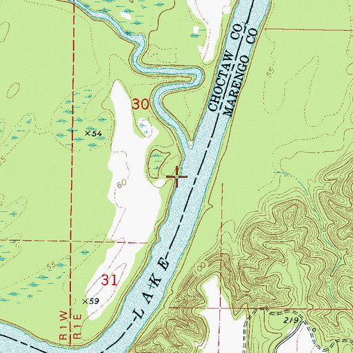 Topographic Map of G B Chaneys Landing, AL