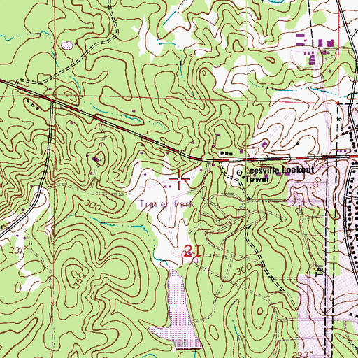Topographic Map of KJAE-FM (Leesville), LA