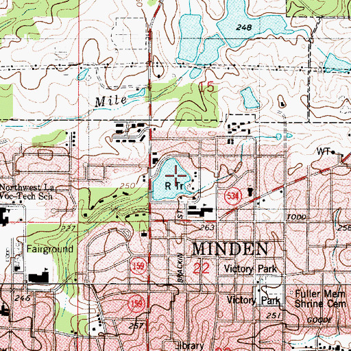 Topographic Map of KASO-FM (Minden), LA