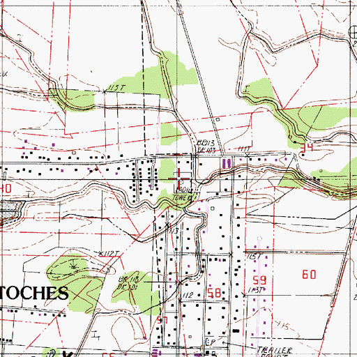 Topographic Map of KDBH-FM (Natchitoches), LA