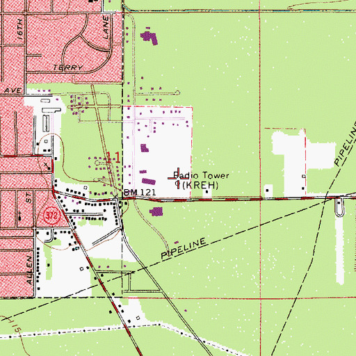 Topographic Map of KICR-FM (Oakdale), LA