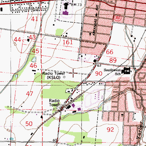 Topographic Map of KOGM-FM (Opelousas), LA