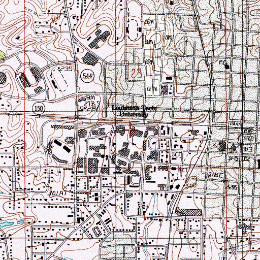 Topographic Map of KLPI-FM (Ruston), LA