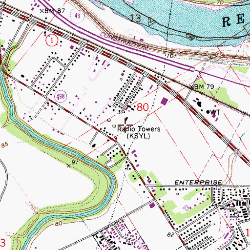 Topographic Map of KSYL-AM (Alexandria), LA