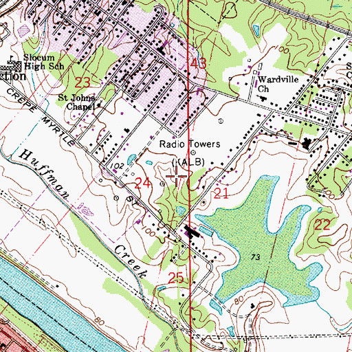 Topographic Map of KALB-AM (Alexandria), LA