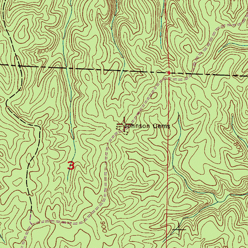 Topographic Map of Johnson Church, AL