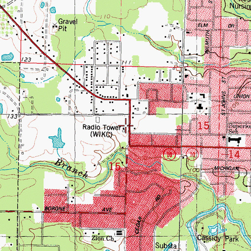 Topographic Map of WIKC-AM (Bogalusa), LA