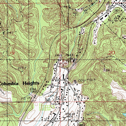 Topographic Map of KCTO-AM (Columbia), LA