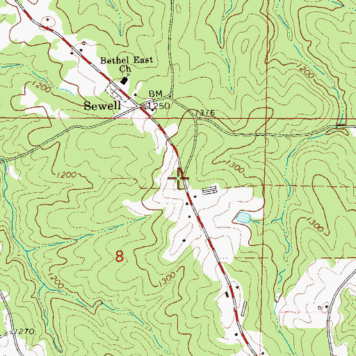 Topographic Map of Bethel, AL