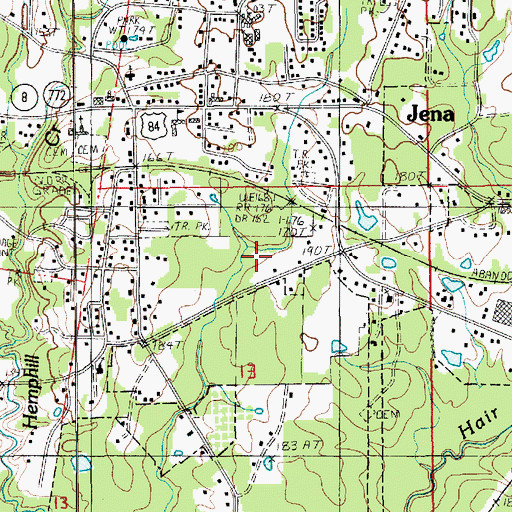 Topographic Map of KJNA-AM (Jena), LA