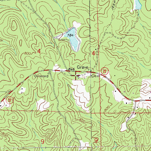Topographic Map of Concord Church, AL