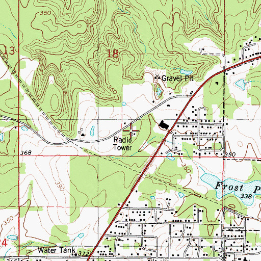 Topographic Map of KDXI-AM (Mansfield), LA
