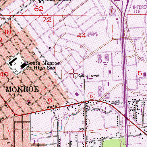 Topographic Map of KLIC-AM (Monroe), LA